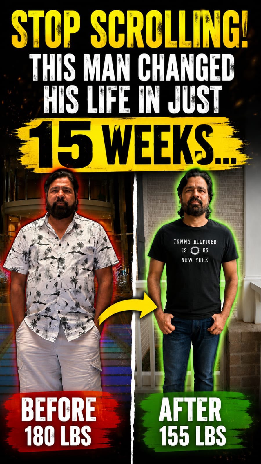 Before and after transformation photo