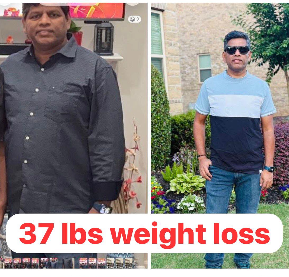 Before and after photo of a male participant, 37 lbs weight loss